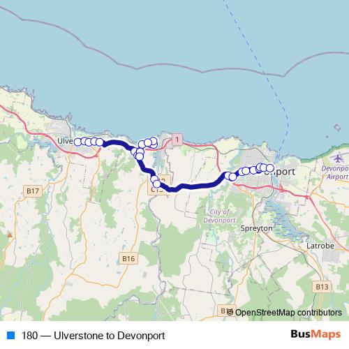 180 bus Line Map
