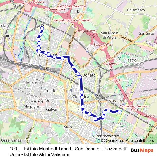 180 bus Line Map