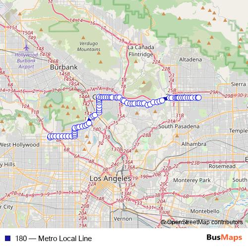 180 bus Line Map