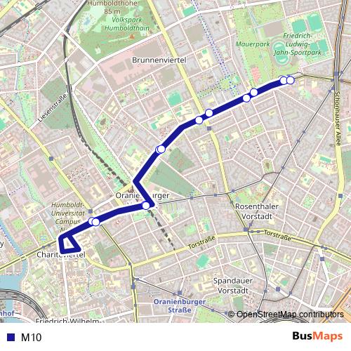 M10 bus Line Map