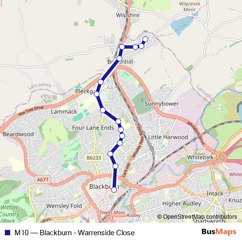 M10 bus Line Map