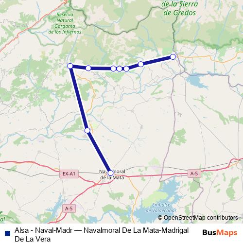 Alsa - Naval-Madr bus Line Map