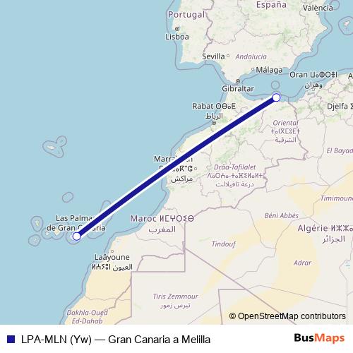 LPA-MLN (Yw) air Line Map