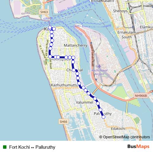 Fort Kochi ↔ Palluruthy bus Line Map