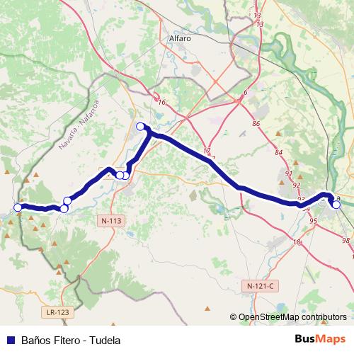 Baños Fitero - Tudela bus Line Map