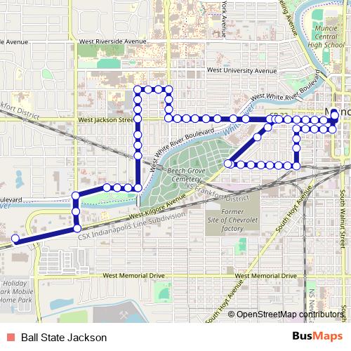 Ball State Jackson bus Line Map