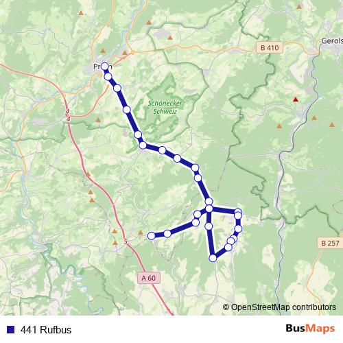 441 Rufbus bus Line Map