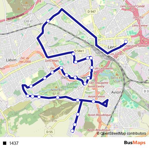 1437 bus Line Map