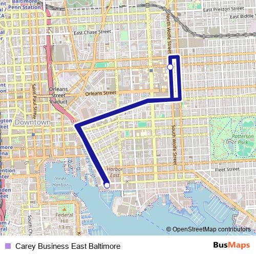 Carey Business East Baltimore bus Line Map