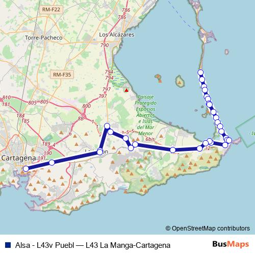 Alsa - L43v Puebl bus Line Map