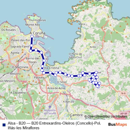 Alsa - B20 bus Line Map