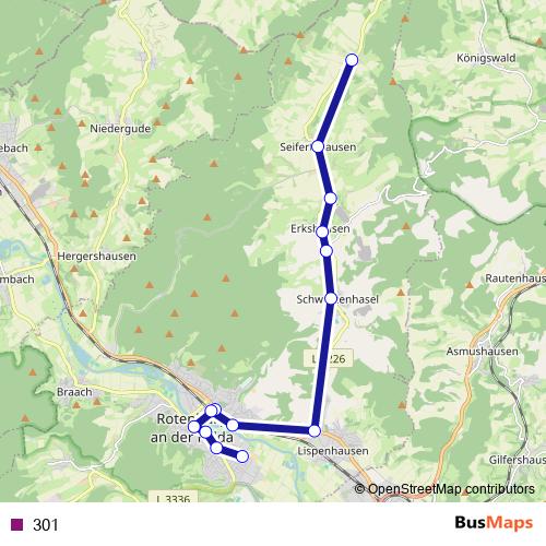 301 bus Line Map