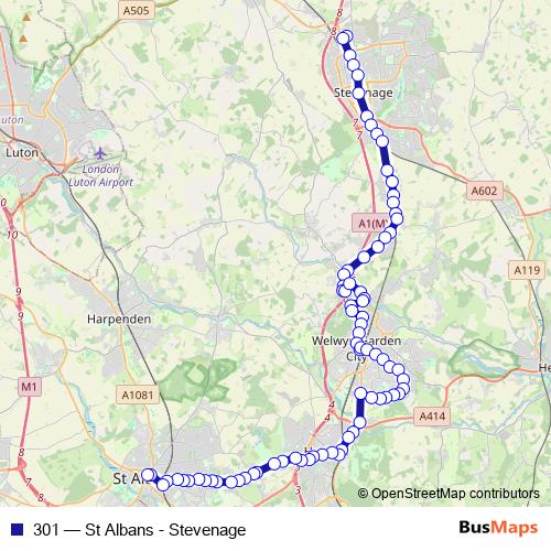 301 bus Line Map