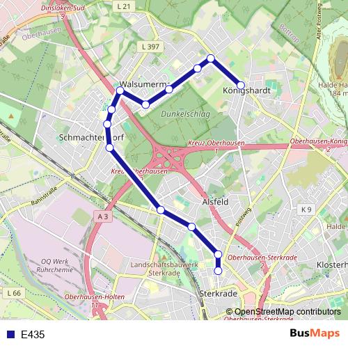 E435 bus Line Map