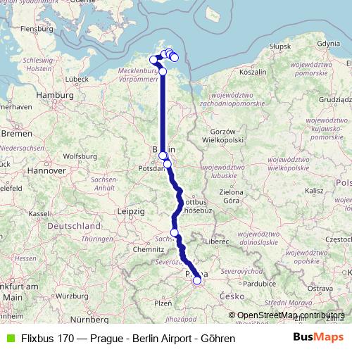Flixbus 170 bus Line Map