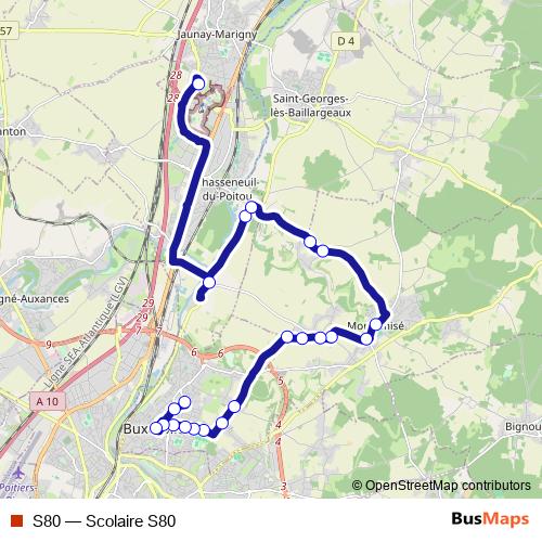 S80 bus Line Map