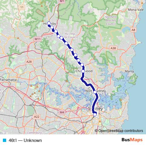 46t1 bus Line Map