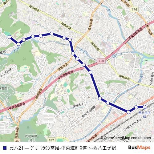 元八21 bus Line Map