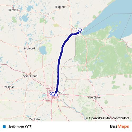 Jefferson 907 bus Line Map