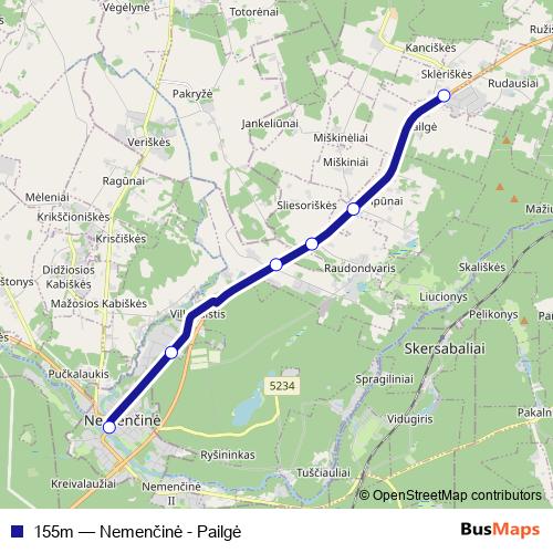 155m bus Line Map