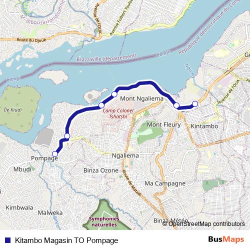 Kitambo Magasin TO Pompage bus Line Map
