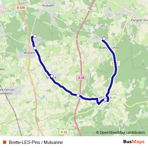 Brette-LES-Pins / Mulsanne bus Line Map