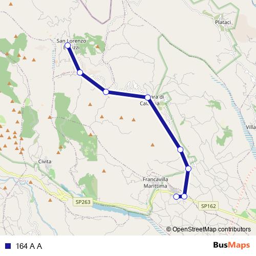 164 A A bus Line Map