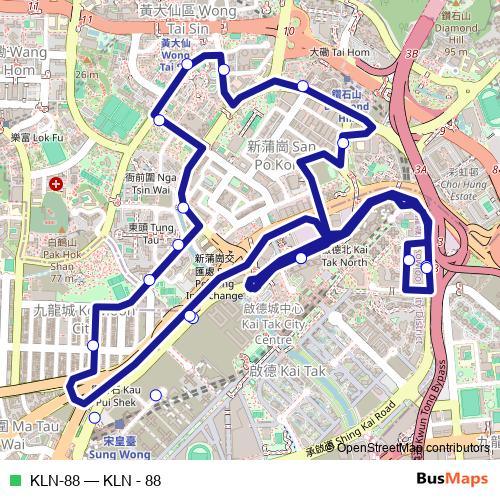 KLN-88 bus Line Map