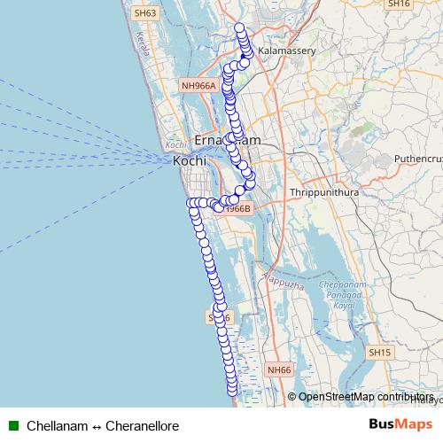 Chellanam ↔ Cheranellore bus Line Map