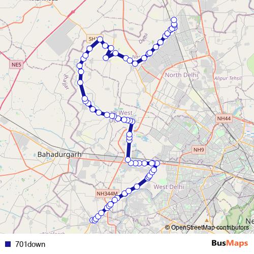 701down bus Line Map