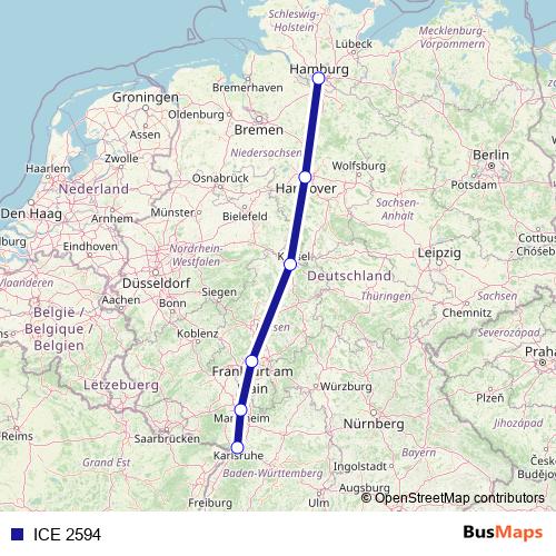 ICE 2594 rail Line Map
