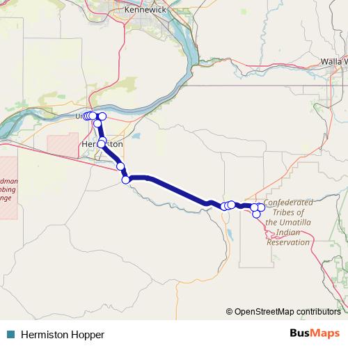 Hermiston Hopper bus Line Map