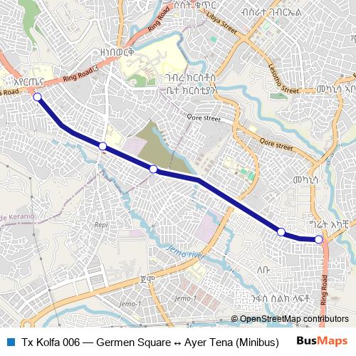 Tx Kolfa 006 bus Line Map
