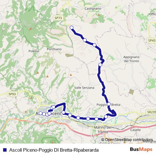 Ascoli Piceno-Poggio DI Bretta-Ripaberarda bus Line Map