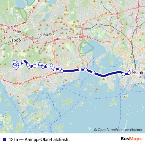121a bus Line Map