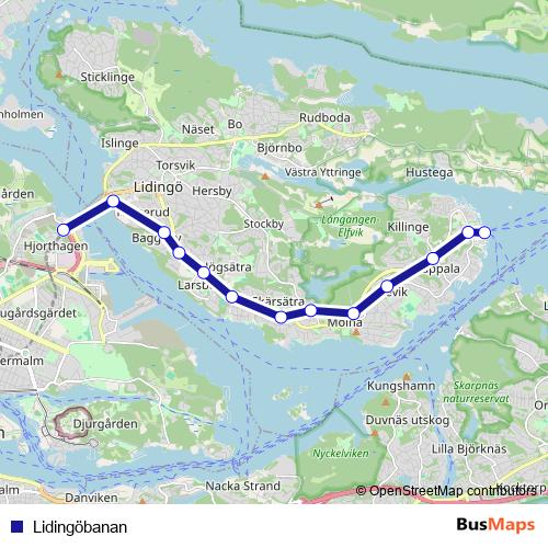 Lidingöbanan tram Line Map