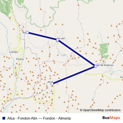 Alsa - Fondon-Alm bus Line Map