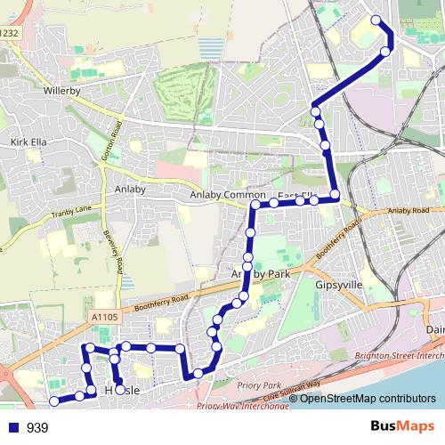 939 bus Line Map