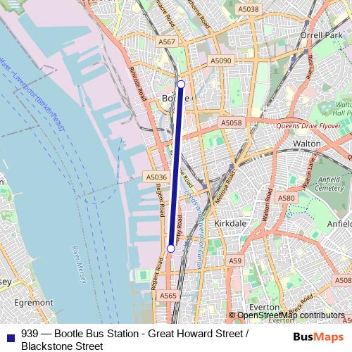 939 bus Line Map