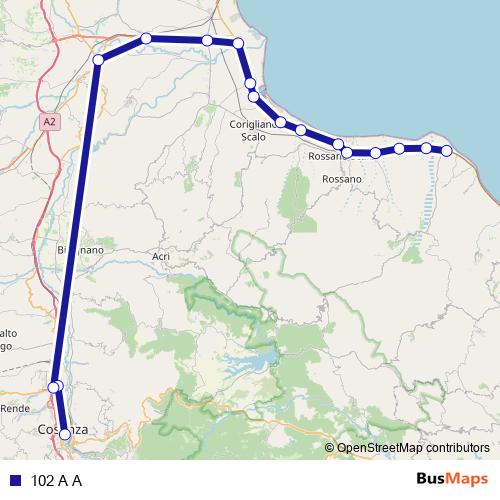 102 A A bus Line Map