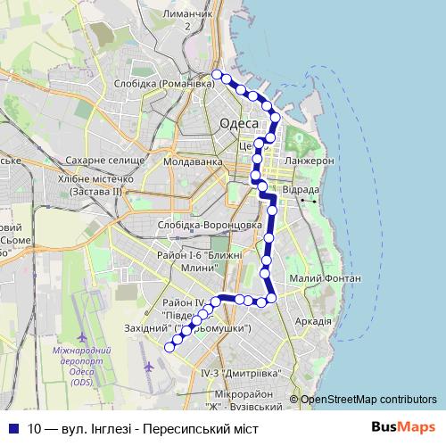 10 trolleybus Line Map