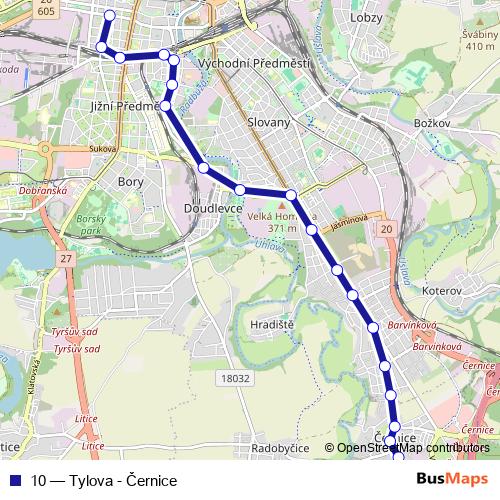 10 trolleybus Line Map