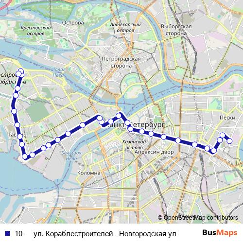 10 trolleybus Line Map