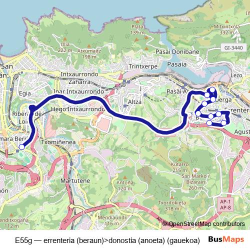 E55g bus Line Map