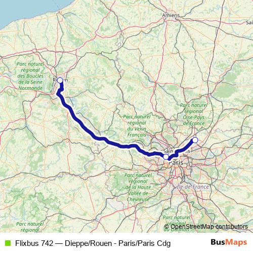 Flixbus 742 bus Line Map