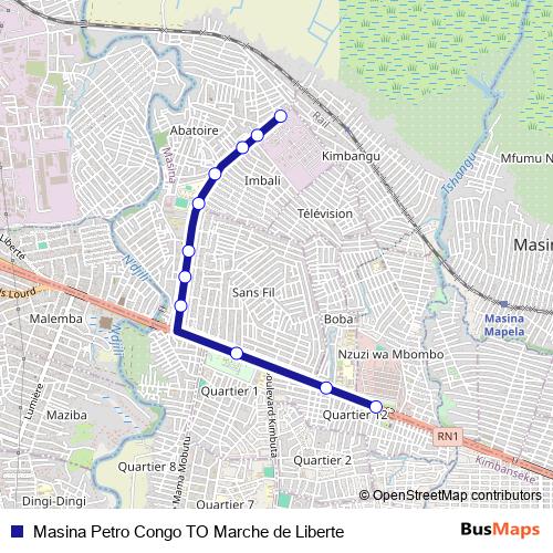 Masina Petro Congo TO Marche de Liberte bus Line Map