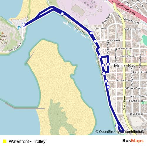 Waterfront - Trolley bus Line Map