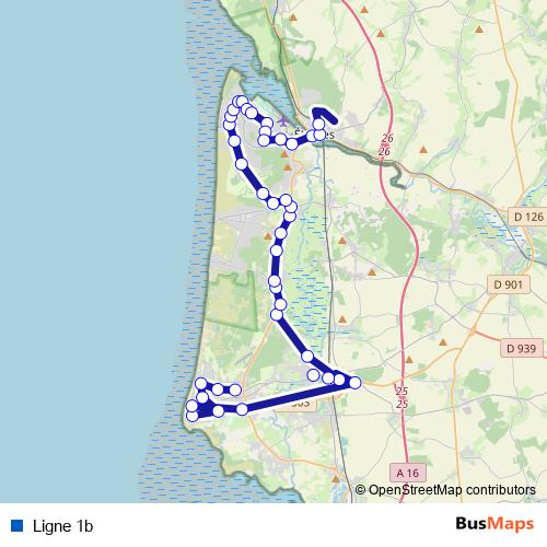 Ligne 1b bus Line Map