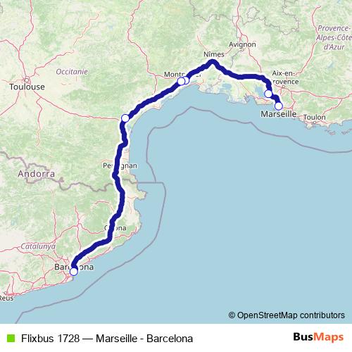 Flixbus 1728 bus Line Map
