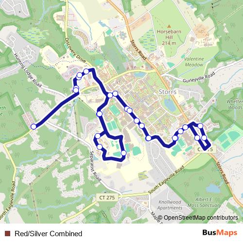 Red/Silver Combined bus Line Map